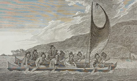 Captain Cook, Folio - A Canoe of the Sandwich Islands, the Rowers Masked (Hawaii). 65