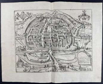 Braun & Hogenberg, pub. 1575 - View of Exeter, England