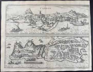 Braun & Hogenberg, pub. 1575 - View of Crete und Corfu