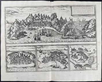 Braun & Hogenberg, pub. 1575 - Views in the Middle East: Aden, Mombasa, Kilwa, & Sofala