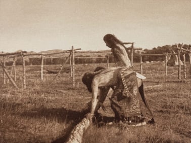 Edward Curtis - Painting the Poles - Cheyenne