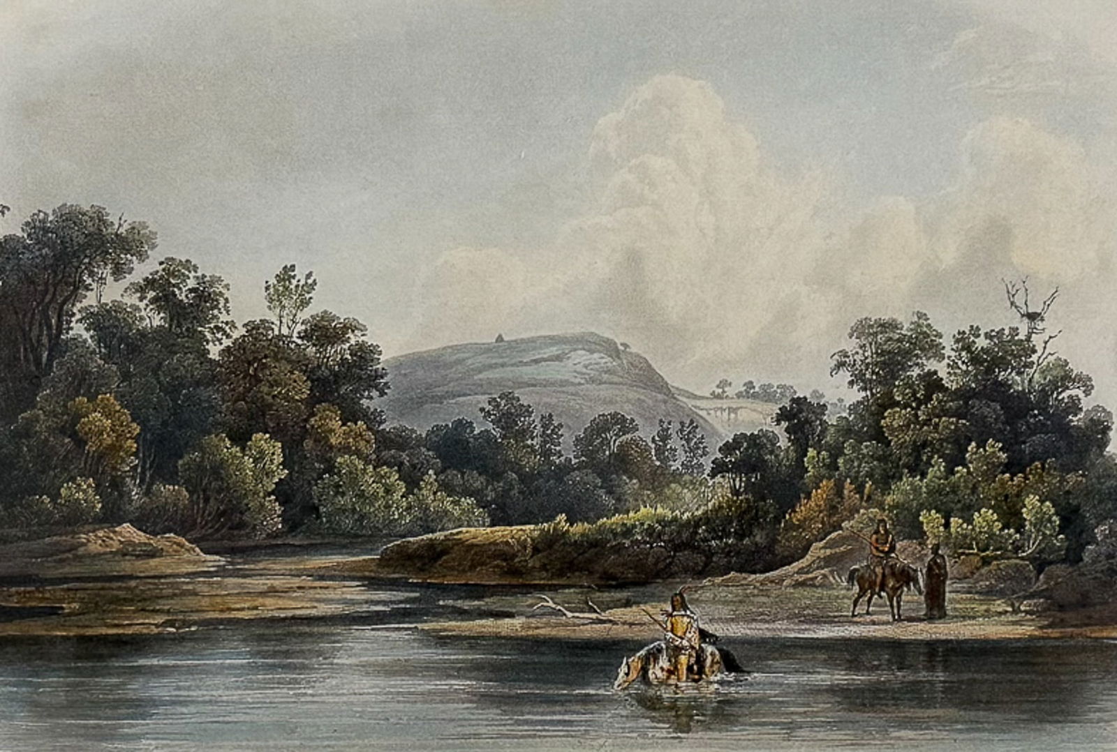 Karl Bodmer - Washinga Sahba's Grave on Blackbirds Hill. 12: This rare aquatint engraving is from Karl Bodmer's Travels in the Interior of North America or Voyage Dans l?Int?rieur De l?Am?rique Du Nord Execut? Pendant les Ann?es 1832, 1833 et 1834. The work was