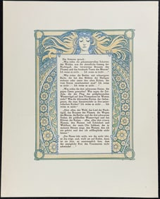 Mucha - Ornately Illustrated Page with Image and Text to each side