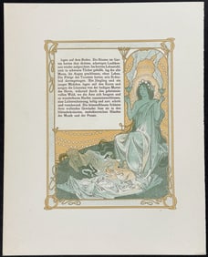 Mucha - Ornately Illustrated Page with Image and Text to each side