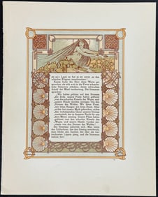 Mucha - Ornately Illustrated Page with Image and Text to each side