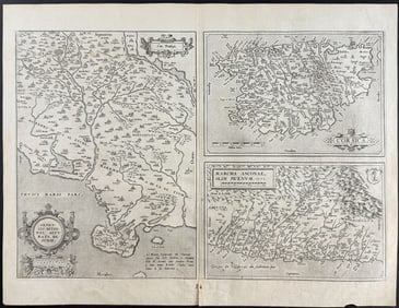 Ortelius, pub. 1575 - Map of Ancona, Tuscany, Sienna, Corsica