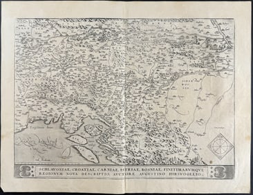 Ortelius, pub. 1575 - Map of Schlavonia: Croatia, Slovenia, Bosnia, and parts of other Balkan areas