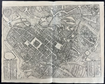 Braun & Hogenberg, pub. 1575 - View of Wroclaw (Breslau), Poland