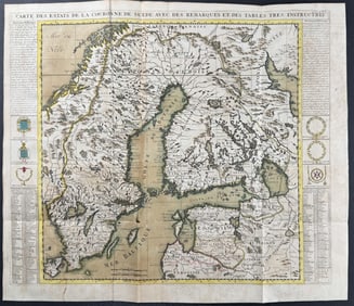 Chatelain - Map of Scandinavia (Norway, Denmark, Sweden) & Finland with Coats of Arms