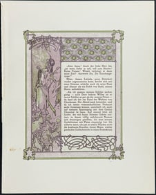 Mucha - Ornately Illustrated Page with Image and Text to each side