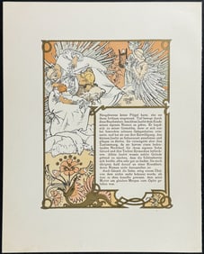 Mucha - Ornately Illustrated Page with Image and Text to each side