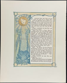 Mucha - Ornately Illustrated Page with Image and Text to each side