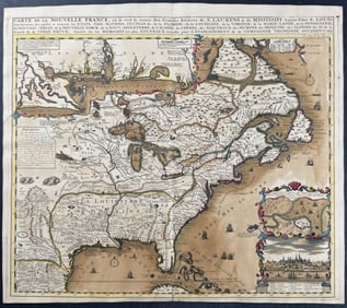 Chatelain - Map of Eastern North America (Includes Louisana & Florida, Great Lakes, Part of Canada,