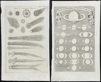 Zahn - 4 Engravings of Comets, Celestial Bodies & Diagrams