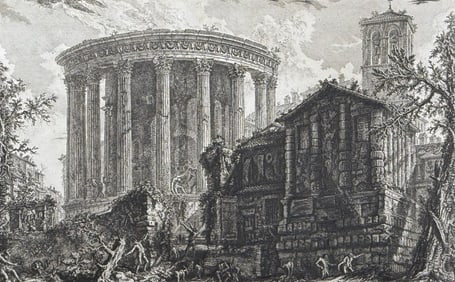 Piranesi - The Temple of the Sibyl, Tivoli, with another Temple R., once used as the Church of S.