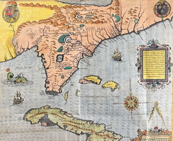 De Bry - Map of Florida (Southeast North America, Cuba, Bahamas)