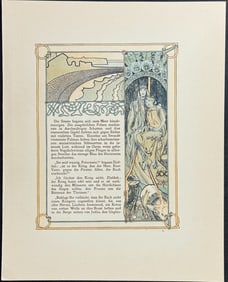 Mucha - Ornately Illustrated Page with Image and Text to each side