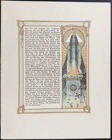 Mucha - Ornately Illustrated Page with Image and Text to each side