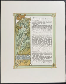 Mucha - Ornately Illustrated Page with Image and Text to each side