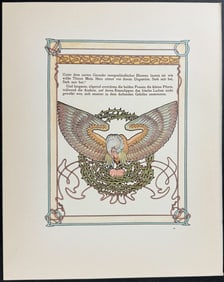 Mucha - Ornately Illustrated Page with Image and Text to each side