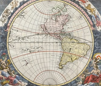 Zahn - Map of the Americas with Celestial Ribbon