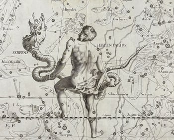 Hevelius - Constellation Chart: Serpens & Serpentarius