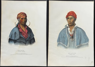 McKenney & Hall, Folio - Pair of Shawanoe Native American Lithographs