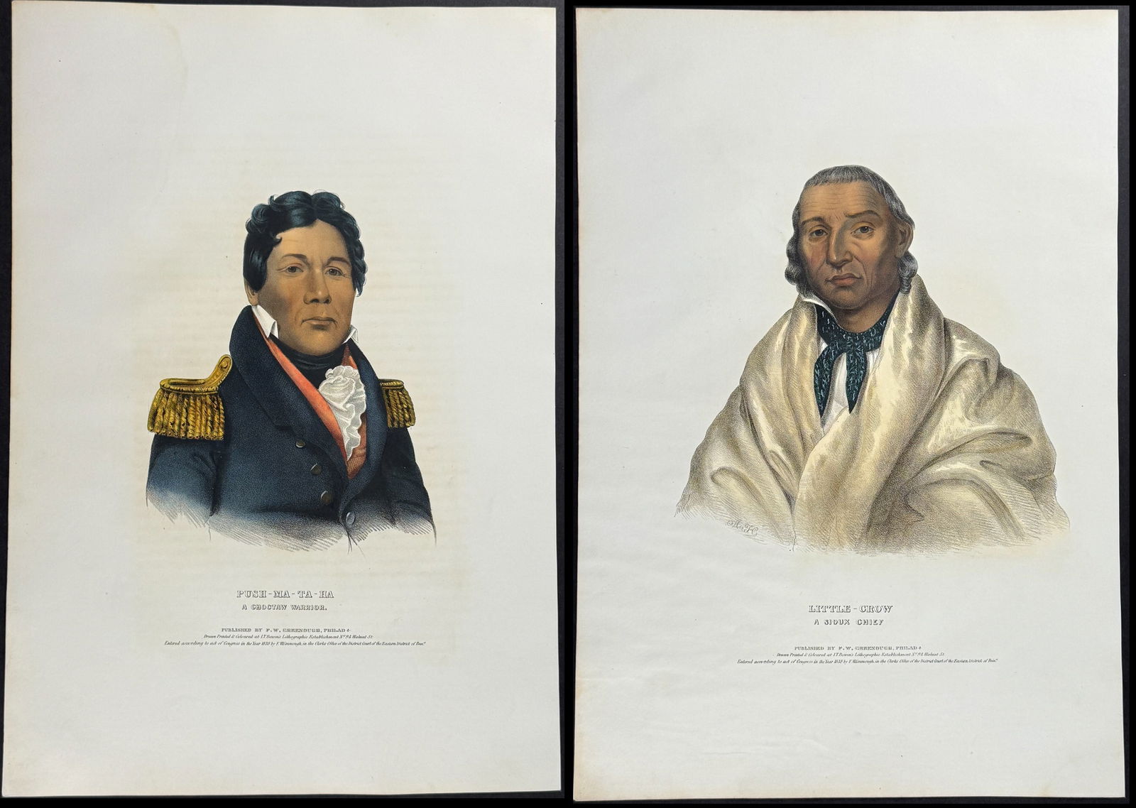 McKenney & Hall, Folio - 3 Native American Lithographs (1 of 4)
