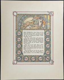 Mucha - Ornately Illustrated Page with Image and Text to each side