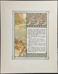 Mucha - Ornately Illustrated Page with Image and Text to each side