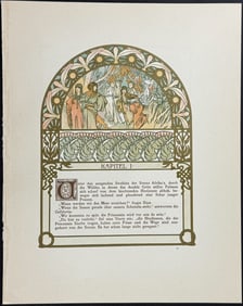 Mucha - Ornately Illustrated Page with Image and Text to each side