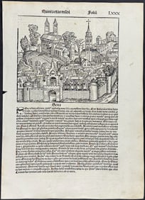 Schedel, pub. 1493 - View of Sena, Italy / Verso: Religious & Historic People