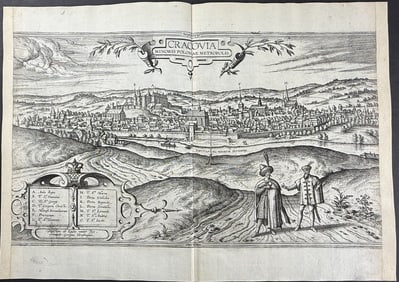 Braun & Hogenberg, pub. 1575 - View of Cracow (Krakow), Poland