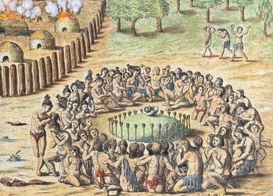 De Bry - Florida - Ceremonies at the death of a chief or priest (Nautilus Shell)