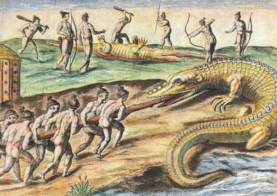 De Bry - Florida - Killing alligators (or Crocodiles)