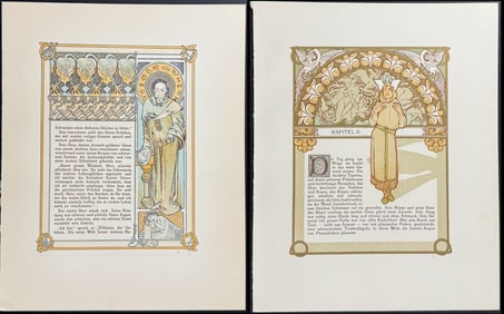 Mucha - 4 Ornately Illustrated Pages with Image and Text to each side