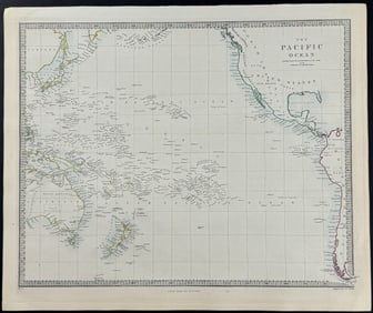 Stanford - Map of the Pacific Ocean with part of the Americas, Sandwich Islands (Hawaii), Asia,