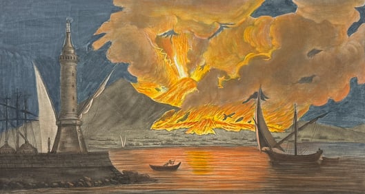 Hamilton - View of the great eruption of Vesuvius from the mole of Naples in the night of the 20th