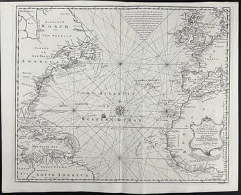 Harris - A New & Accurate Chart of the Western or Atlantic Ocean