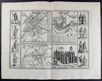 Braun & Hogenberg, pub. 1575 - Views of England: York, Lancaster (Lancashire), Shrewsbury, and
