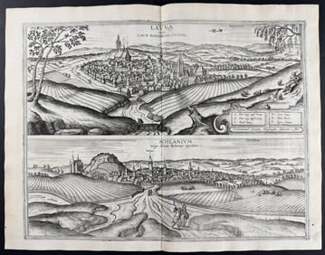 Braun & Hogenberg, pub. 1575 - Views of Czech Republic, Bohemia: Louny, Slany