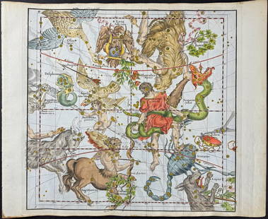 Kohler - Celestial Chart (Hercules, Serpentarius, Sagittarius, Scorpius): This engraving is from Johann David Kohler's Bequemer Schul- und Reisenatlas aller zu Erlernung der alten, mittlern und neuen Geographie dienlichen Universal- und Particular-Charten or School and Trav