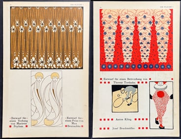 Die-Flache - Pair of Art Pochoir Illustrations by Marietta Peyfuss, MaxBenirschke, Therese Trethahn,