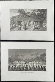 Captain Cook - 5 Engravings of Dances or Ceremonies: Included in this lot: A Dance of Otaheite. 28 A Night Dance by Women, in Hapaee. 17 The Natche, a Ceremony in honour of the King's Son, in Tongataboo. 22 The Reception of Captain Cook, in Hapaee. 14 A