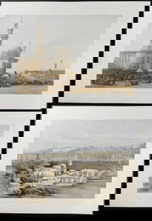 David Roberts - Pair of Lithographs of Cairo & Mosque of Sultan Hassan: Included in this lot: Mosque of Sultan Hassan, from the Great Square of the Rameyleh Cairo from the Gate of Citzenib, Looking towards the Desert of Suez Description of the work: David Roberts' most fa