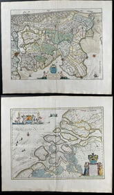 Blaeu - 5 Engraved Maps of Holland, Netherlands