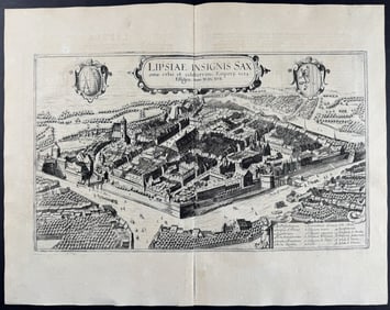 Braun & Hogenberg, pub. 1575 - View of Leipzig, Germany