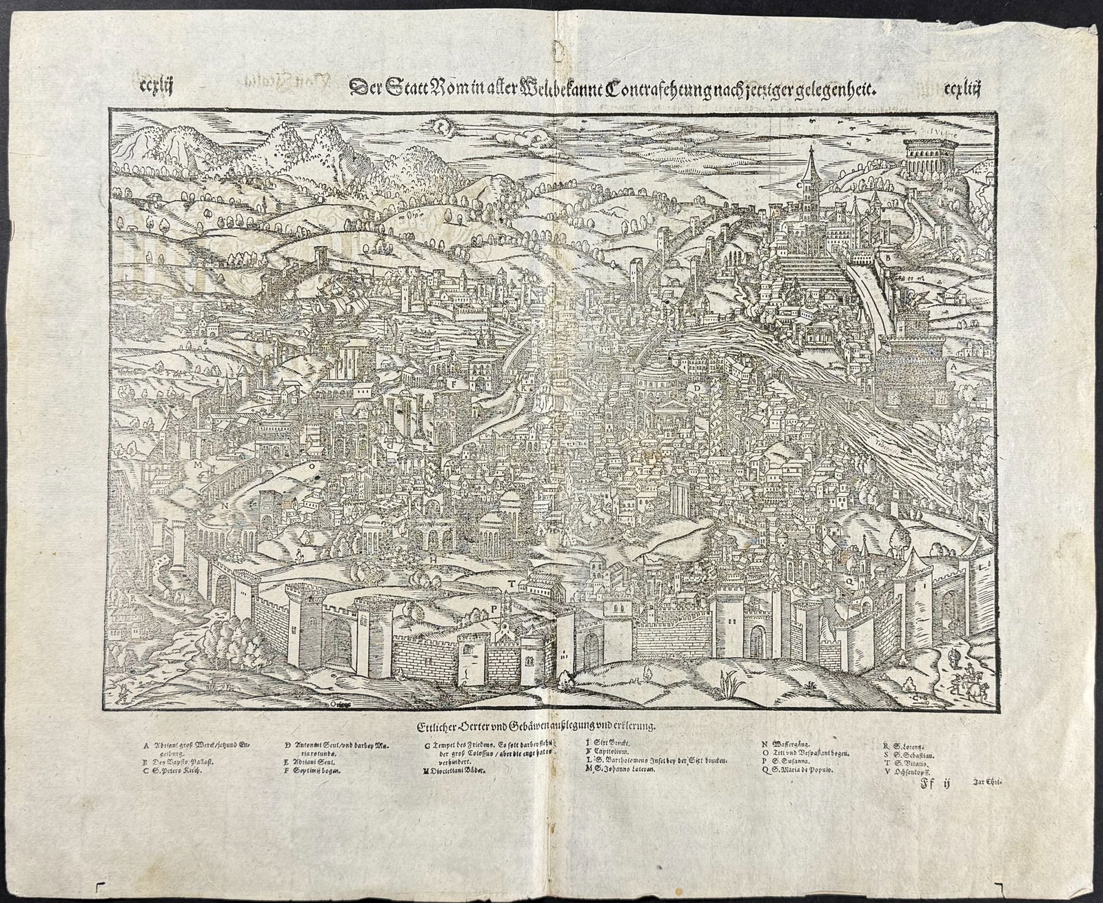 Munster, pub. 1598 - View of Rome, Italy (1 of 2)