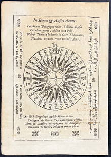 Kircher, pub. 1641 - Compass: This scientific engraving is from Athanasius Kircher's Magnes Sive De Arte Magnetica Opus Tripartitum. This is from first edition published in Rome in 1641 by L. Grignani for H. Scheus. The work was a