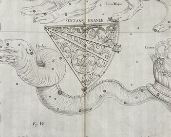 Hevelius - Constellation Chart: Sextans Uraniae, Hydra